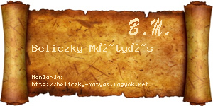 Beliczky Mátyás névjegykártya