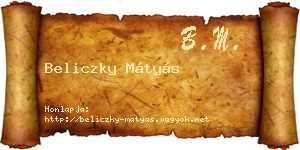 Beliczky Mátyás névjegykártya